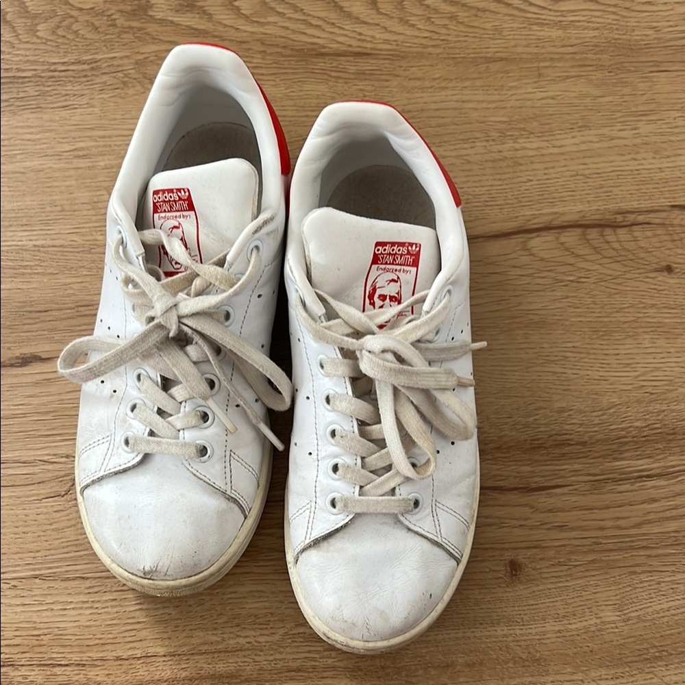 Adidas Stan Smith White and Red Sneakers